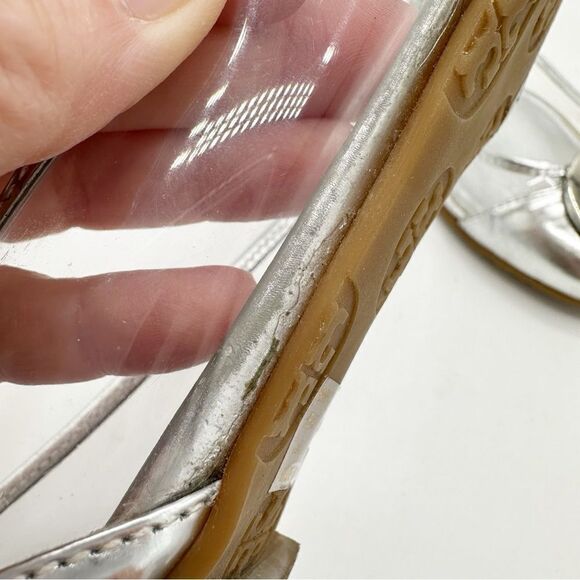 Tory Burch Reva Audrey‎ Silver & Clear Ballet Flat Sz 6.5 - Picture 10 of 16